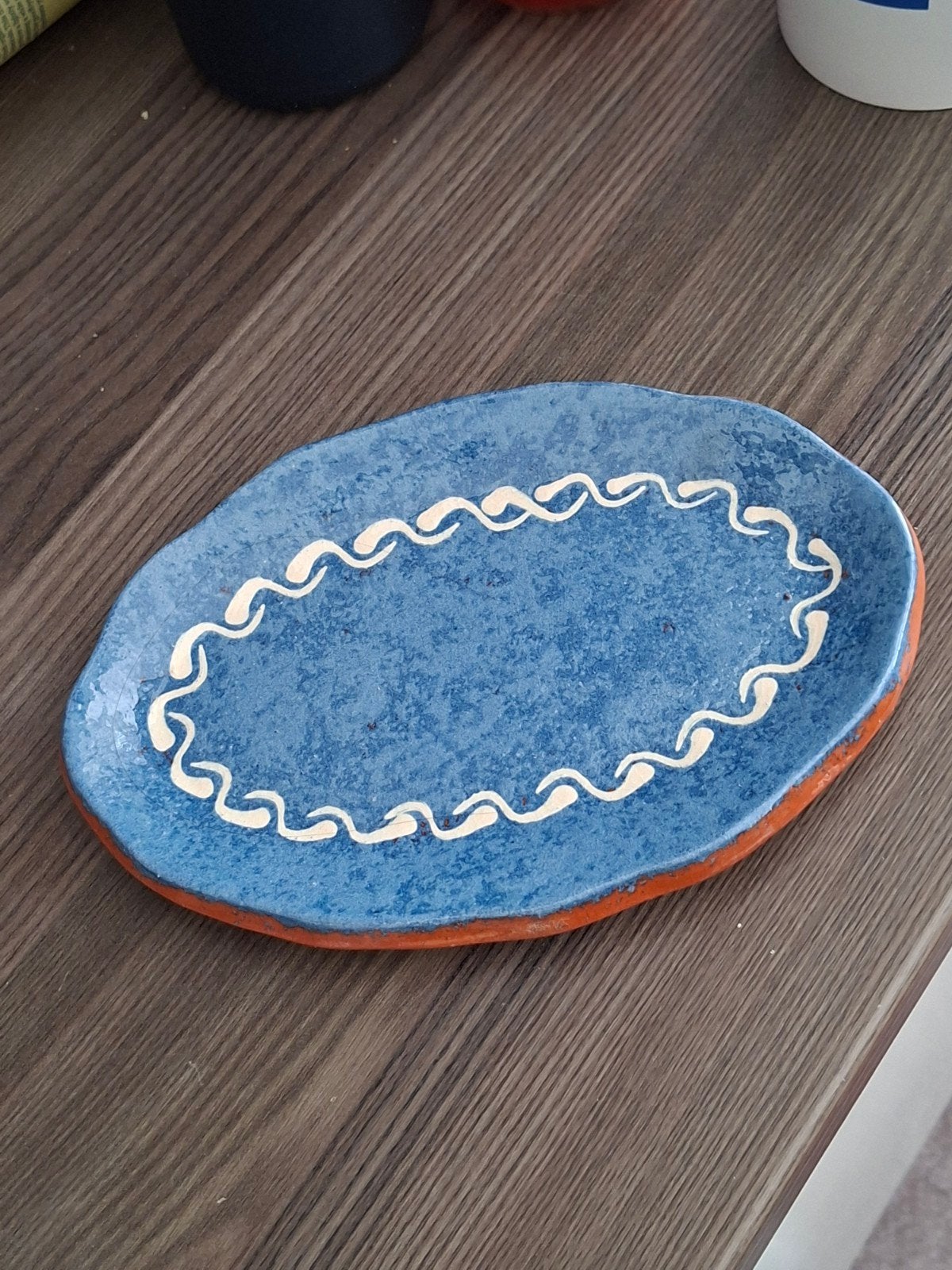 vintage schaal aardewerk met glazuur gemerkt, Ophalen of Verzenden