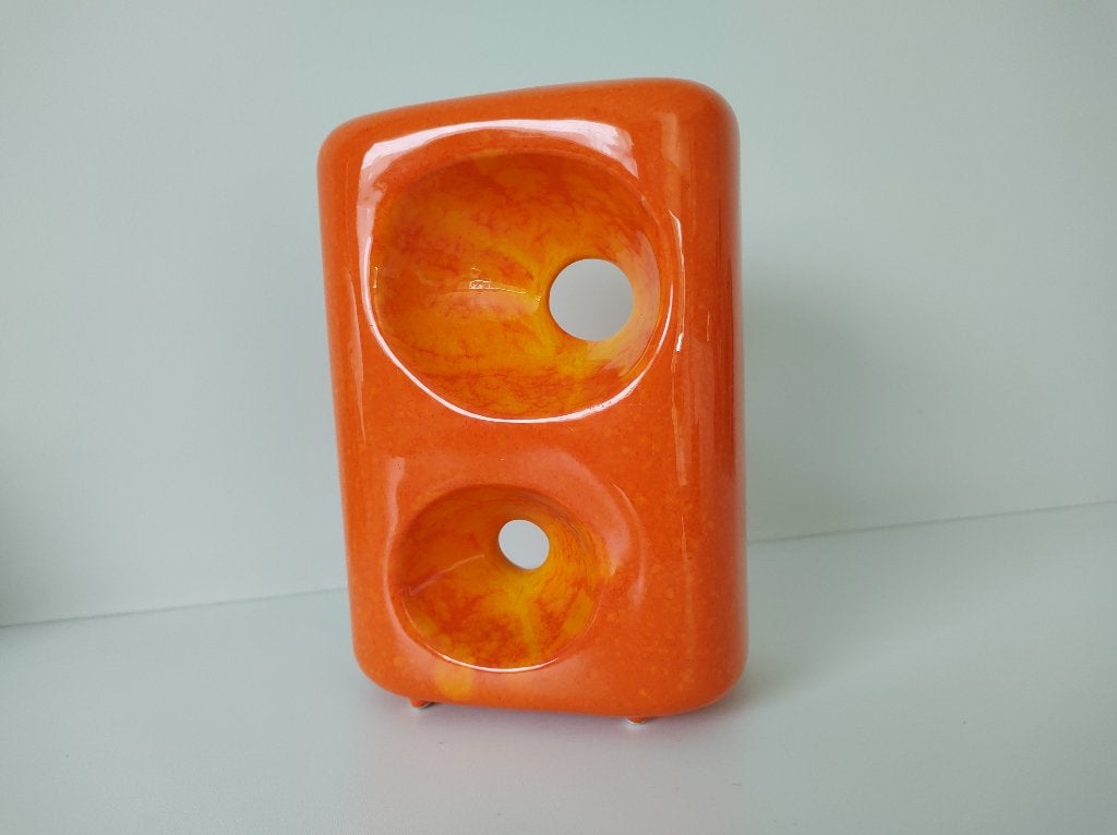 Bertoncello - Roberto Rigon - blokvaas - vintage, Huis en Inrichting, Woonaccessoires | Vazen, Gebruikt, 21 cm, Oranje, Ophalen of Verzenden