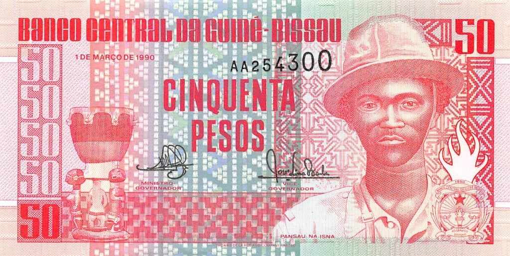 Guinea Bissau 50 Pesos 1990 Unc pn 10, Ophalen of Verzenden, Overige landen, Los biljet