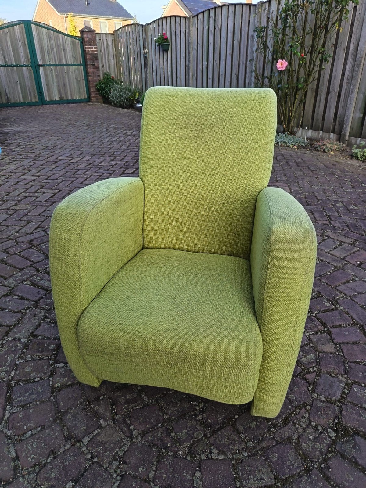 2 fauteuls in een mooie kleur groen., Ophalen, Gebruikt, Minder dan 75 cm, 50 tot 75 cm