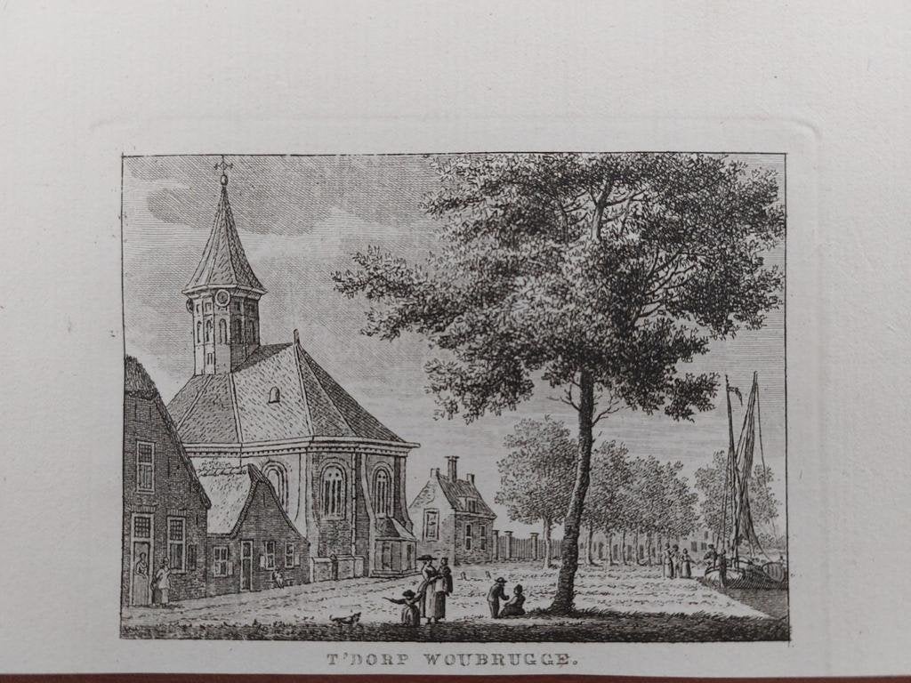 21 / Woubrugge - Gravure uit 1792 door J. Bulthuis, Antiek en Kunst, Ophalen of Verzenden