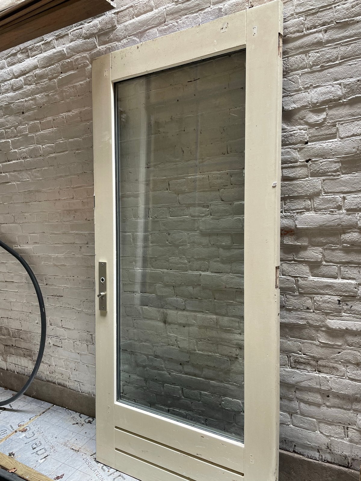 Buitendeur hardhout met glas, Ophalen, Gebruikt, 80 tot 100 cm, Buitendeur