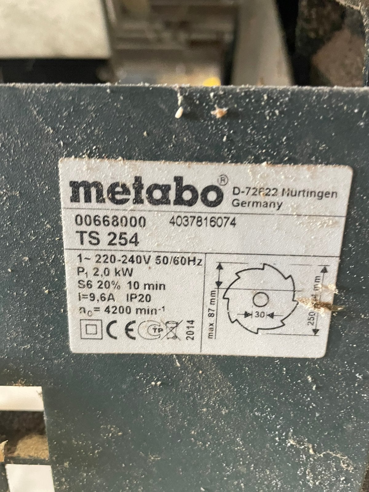 Metabo TS 254, Gebruikt, Cirkelzaag, 70 mm of meer, Ophalen of Verzenden