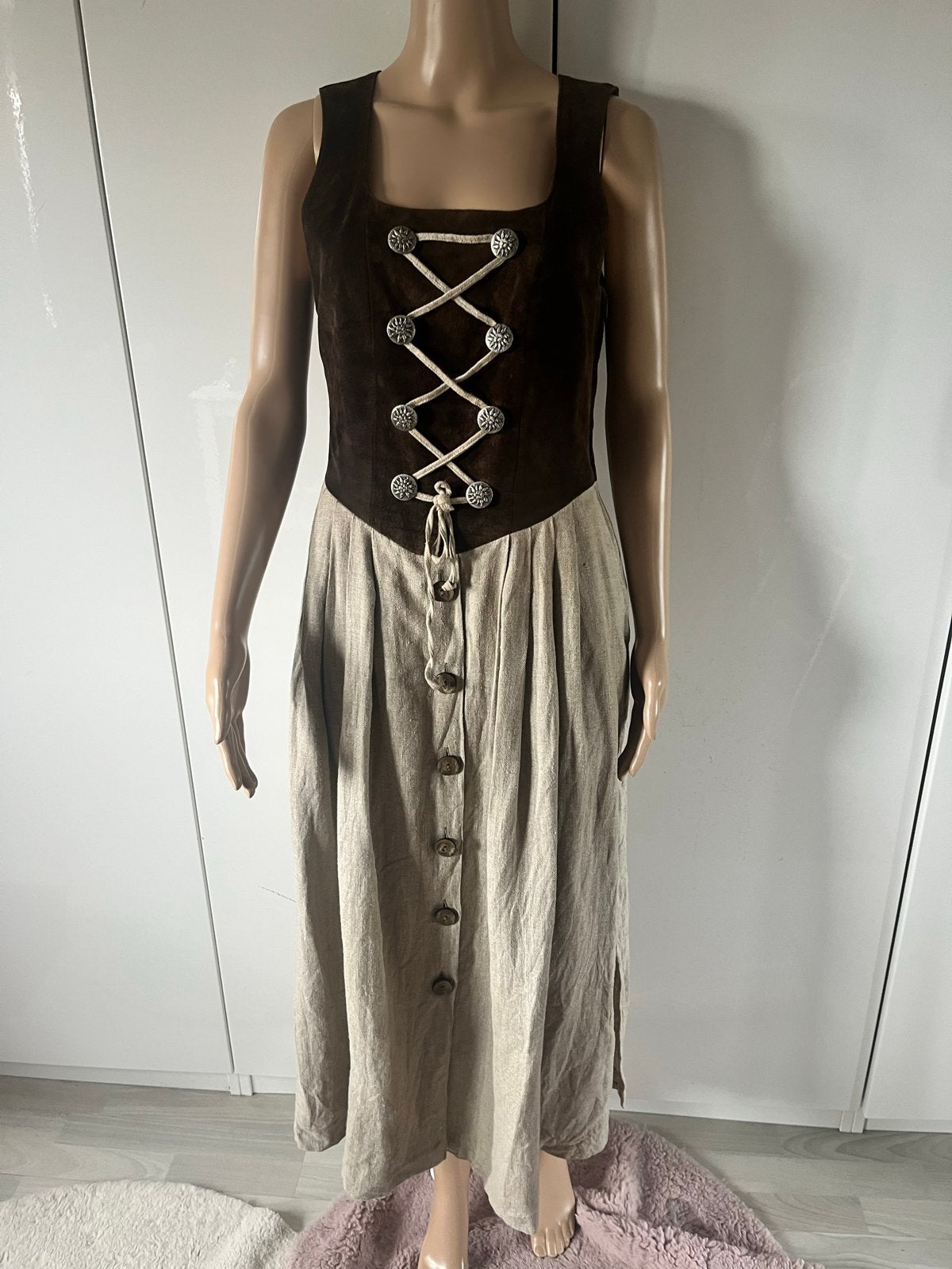 Vintage Alphorn dirndl jurk maat 36, Bruin, Ophalen of Verzenden, Maat 36 (S), Gedragen