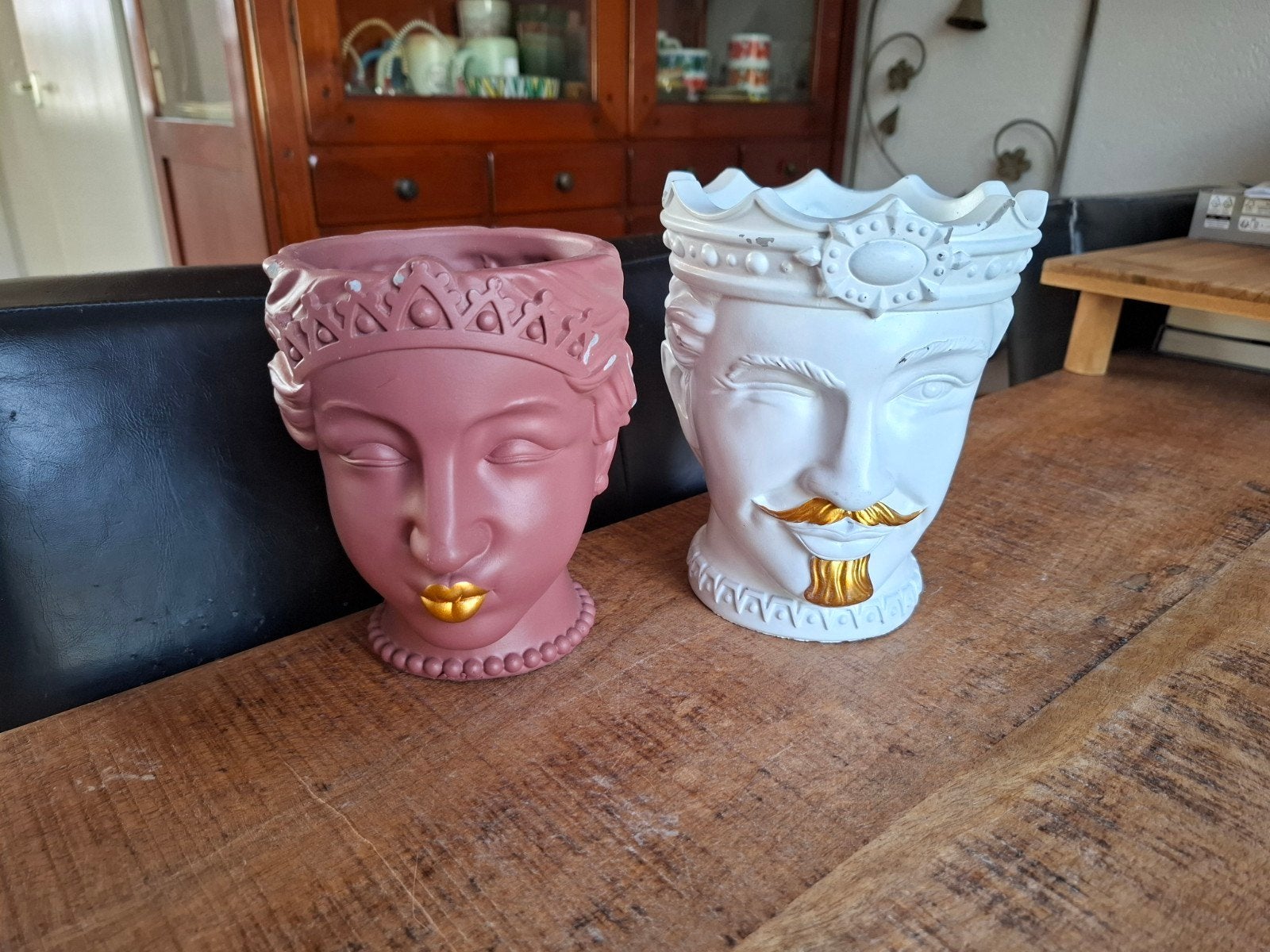 Gezicht bloempotten voor binnen, Tuin en Terras, Bloempotten, Rond, Binnen, Ophalen of Verzenden, Aardewerk