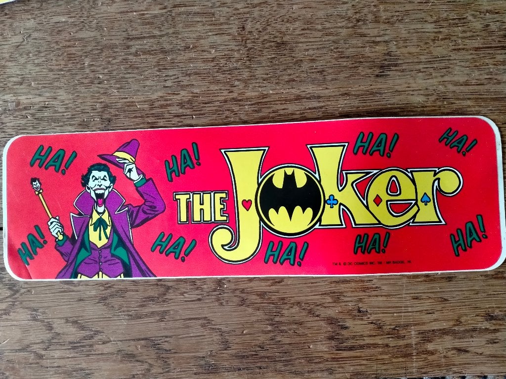 Batman The Joker vintage 89 1989 RARE sticker mr. Badge, Verzenden, Zo goed als nieuw, Strip of Tekenfilm