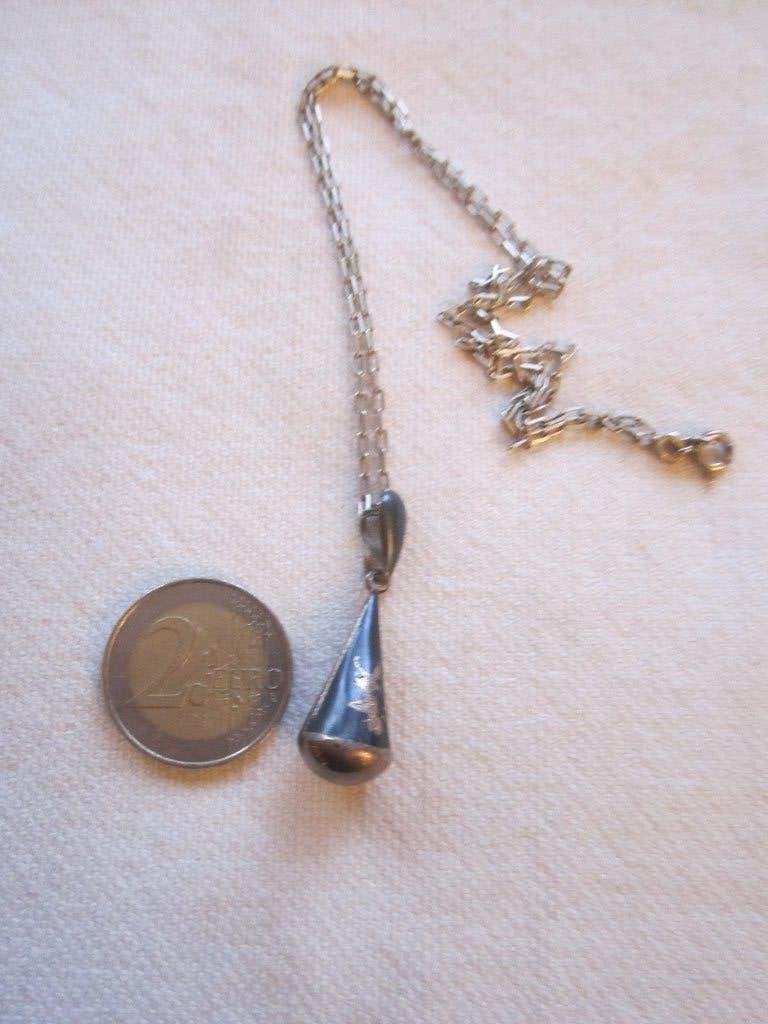 40. Schitterende oude ketting+hanger, niello Siam zilver 925, Ophalen, Overige materialen, Ketting