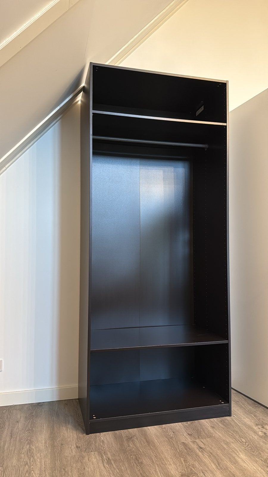 IKEA Pax Kast 100x236cm zwartbruin met 2 planken en stang, Ophalen, Met plank(en), Gebruikt, 100 tot 150 cm