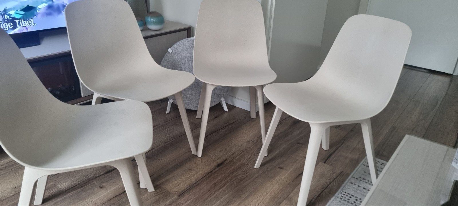 ODGER design | 4 eetkamerstoelen beige /wit, Ophalen, Kunststof, Wit, Scandinavisch