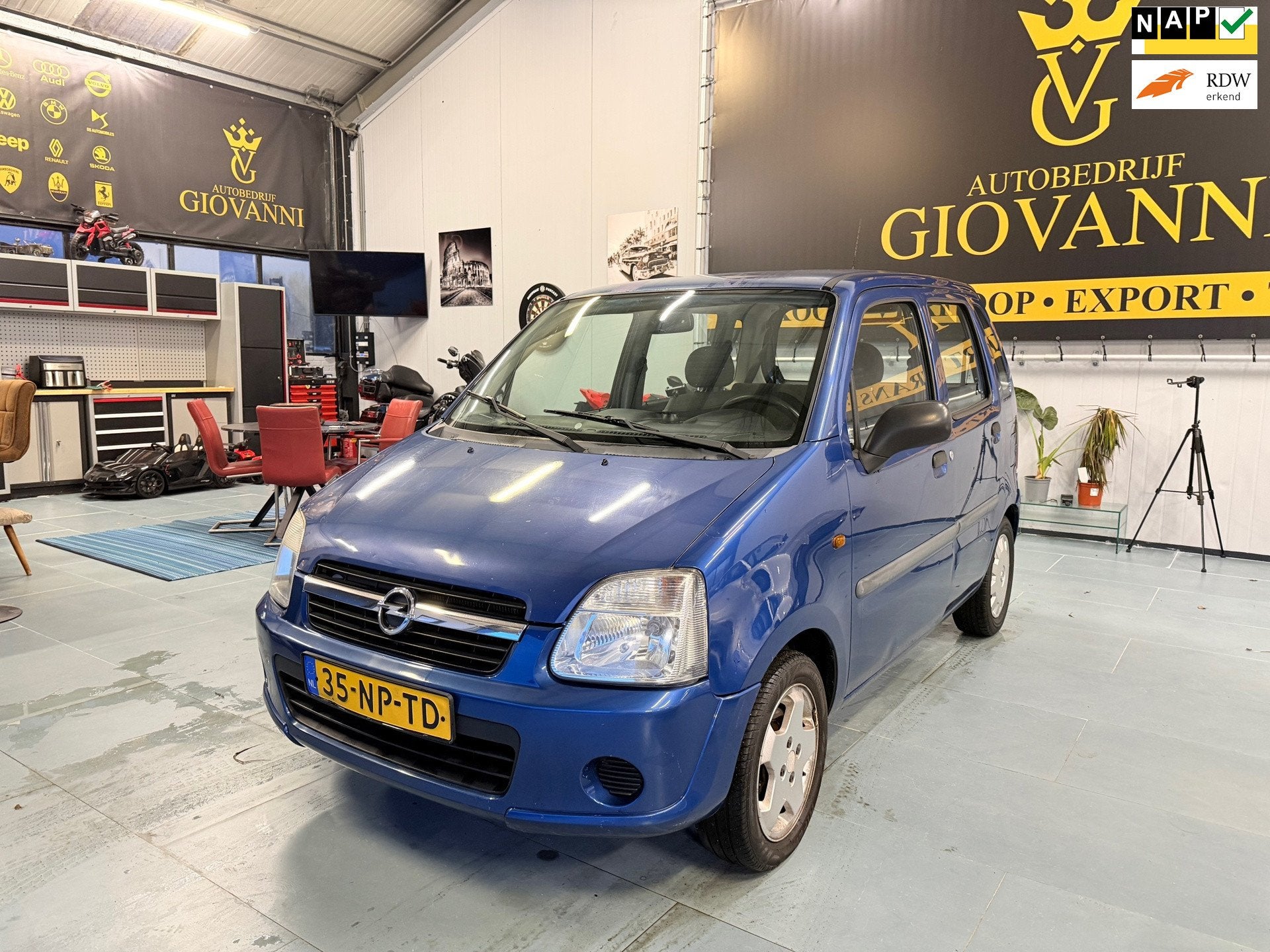 Opel Agila 1.2-16V Essentia INRUIL MOGLELIJK, Auto's, Voorwielaandrijving, Blauw, Origineel Nederlands, Bedrijf