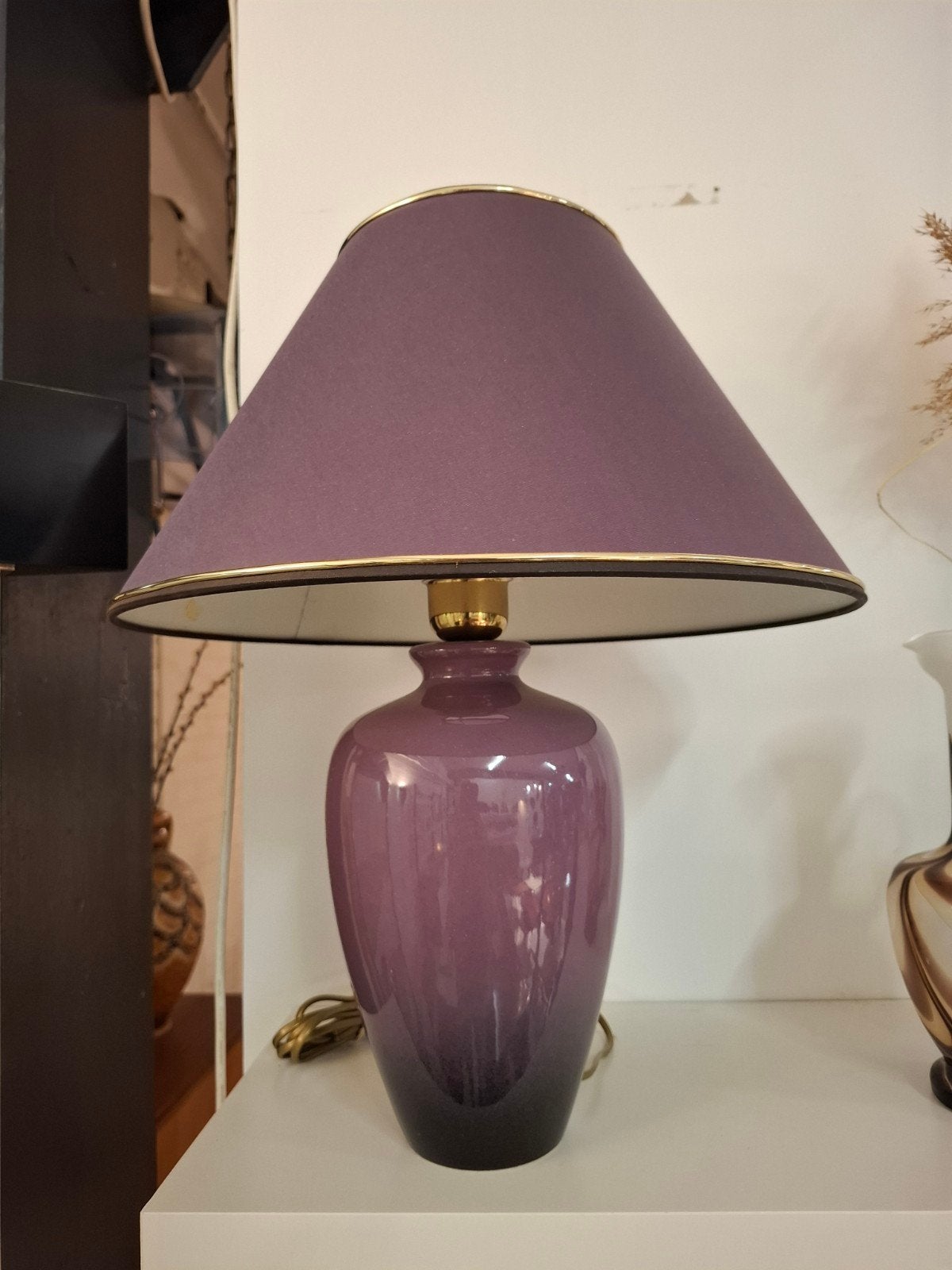 vintage tafellamp keramiek paars lamp mid century, Ophalen of Verzenden