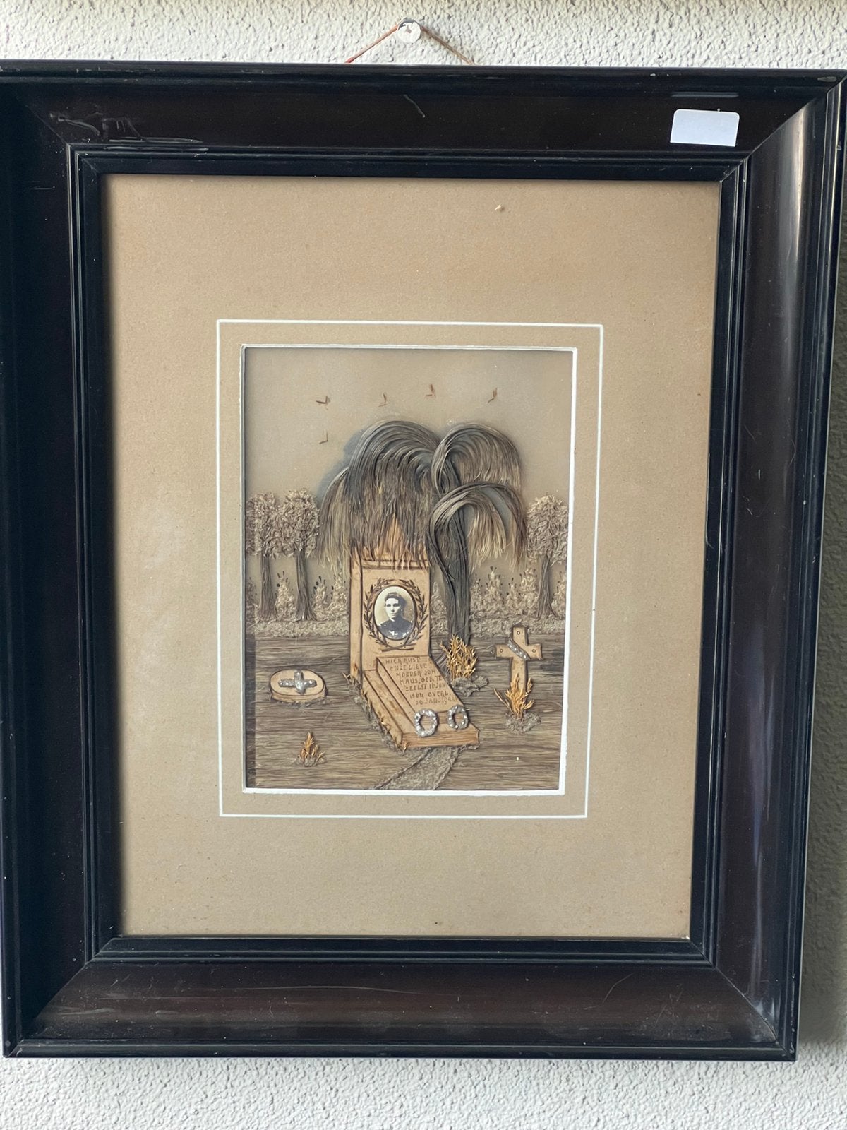 Heel bijzondere memento mori, victoriaanse haarkunst, Ophalen of Verzenden
