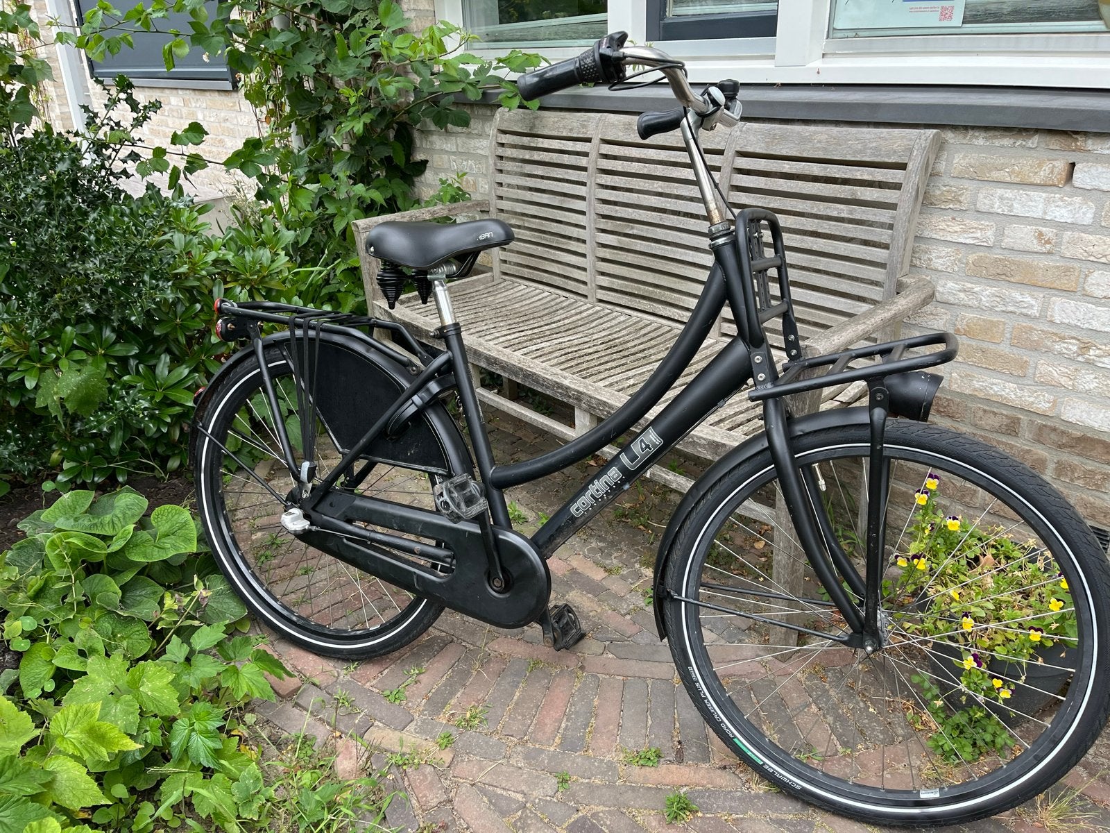 Cortina L4 Transportfiets Dames Zwart, Terugtraprem, Gebruikt, Versnellingen, 50 tot 53 cm