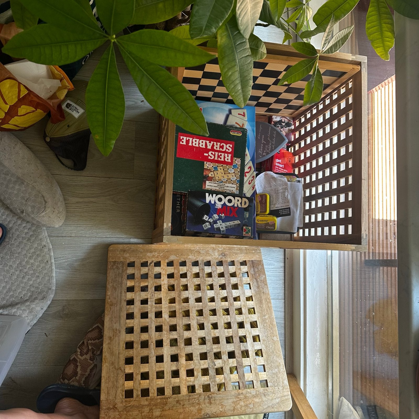 IKEA HOL bijzettafel/opbergbox van acaciahout, 45 tot 60 cm, Minder dan 55 cm, Gebruikt, Vierkant