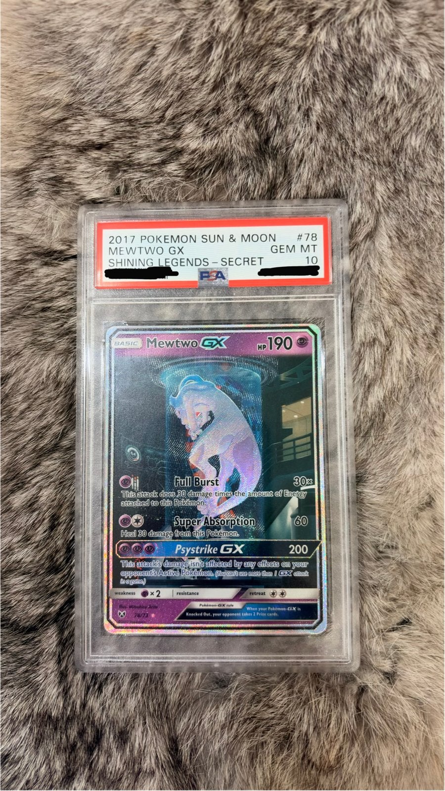 Mewtwo GX PSA 10 SLG 78 Mewtube Pokemon Kaart, Ophalen, Nieuw, Losse kaart, Foil