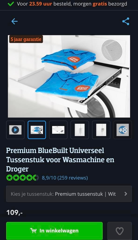 BlueBuilt Tussenstuk Wasmachine en Droger Coolblue, Ophalen of Verzenden, Zo goed als nieuw