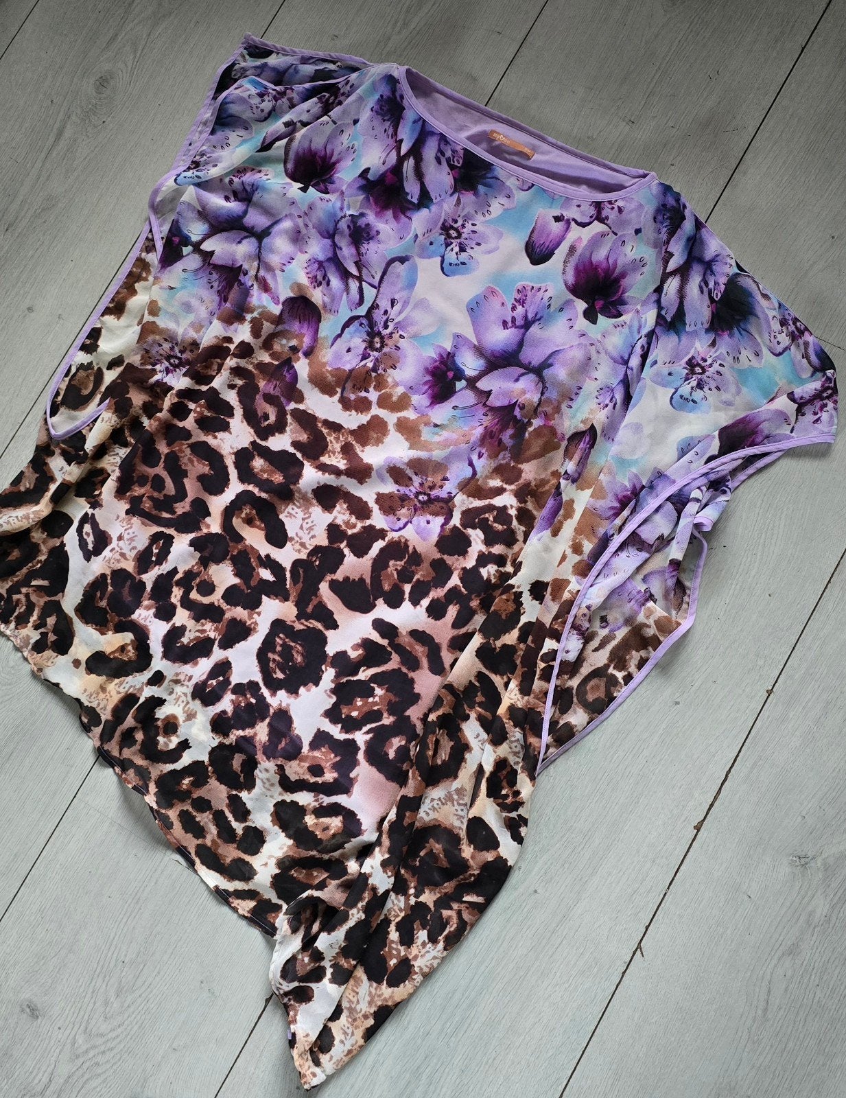 Myose Tuniek S/M - Bloemen & Luipaardprint, Kleding | Dames, Paars, Ophalen of Verzenden, Zo goed als nieuw, Myose