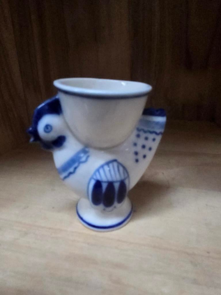 Antiek Delfts Blauw Kippen Eierdopje - Handgeschilderd, Ophalen of Verzenden