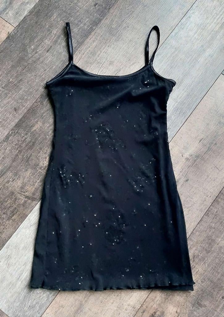 Wonder Woman zwart glitter jurkje S feestelijk zomer, Wonder Woman, Zwart, Ophalen of Verzenden, Zo goed als nieuw
