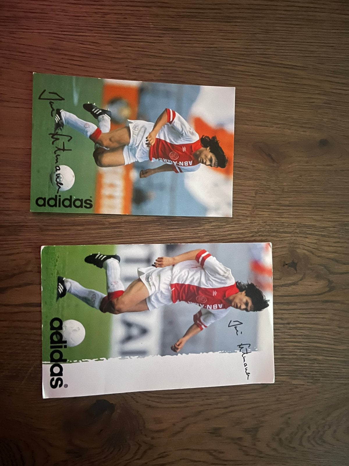 2 ADIDAS RECLAME FOTOKAARTEN JARI LITMANEN AJAX, Verzamelen, Ophalen of Verzenden, Zo goed als nieuw, Ajax, Spelerskaart