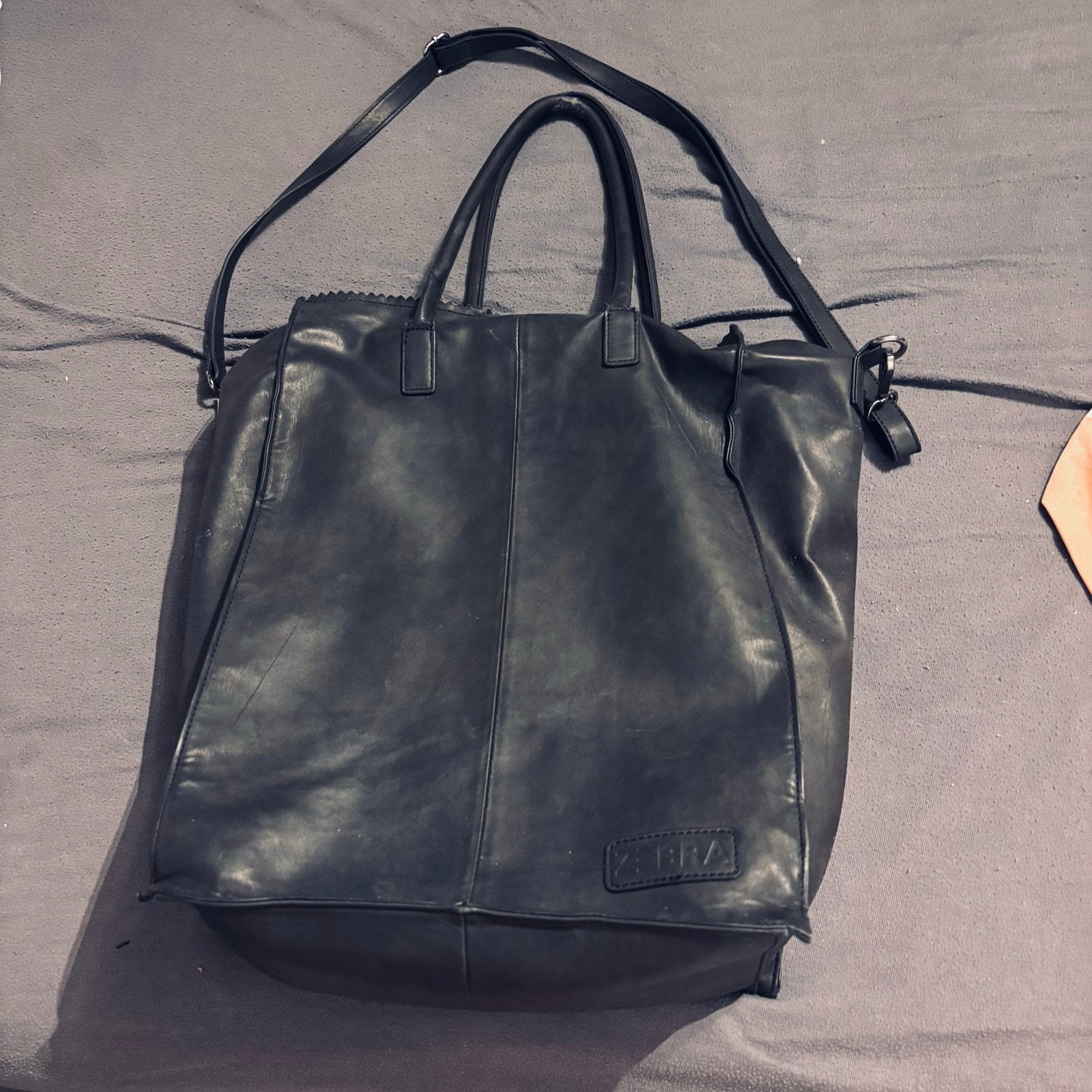 Zwarte Zebra shopper/handtas met schouderband, Ophalen of Verzenden, Gebruikt, Zwart, Schoudertasje
