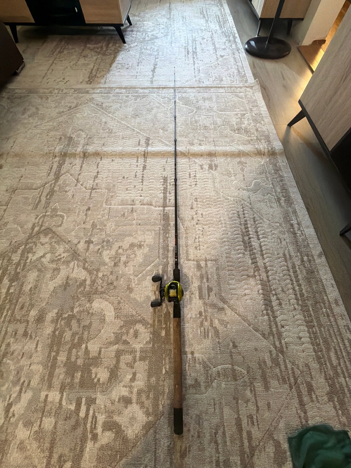 Baitcaster hengel en reel voor snoek 210 cm kurk handvat, Watersport en Boten, Ophalen, Gebruikt, Complete hengel