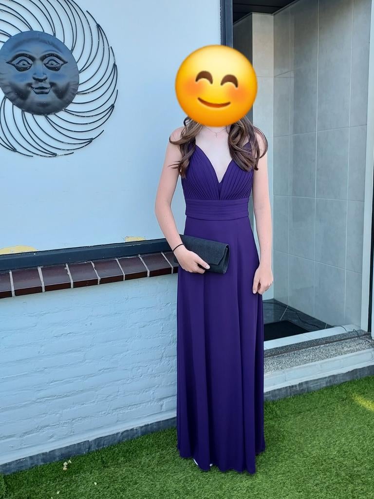 Prachtige paarse avondjurk, maat M - 1x gedragen, Kleding | Dames, Jurken, Ophalen, Zo goed als nieuw, Maat 38/40 (M), Paars