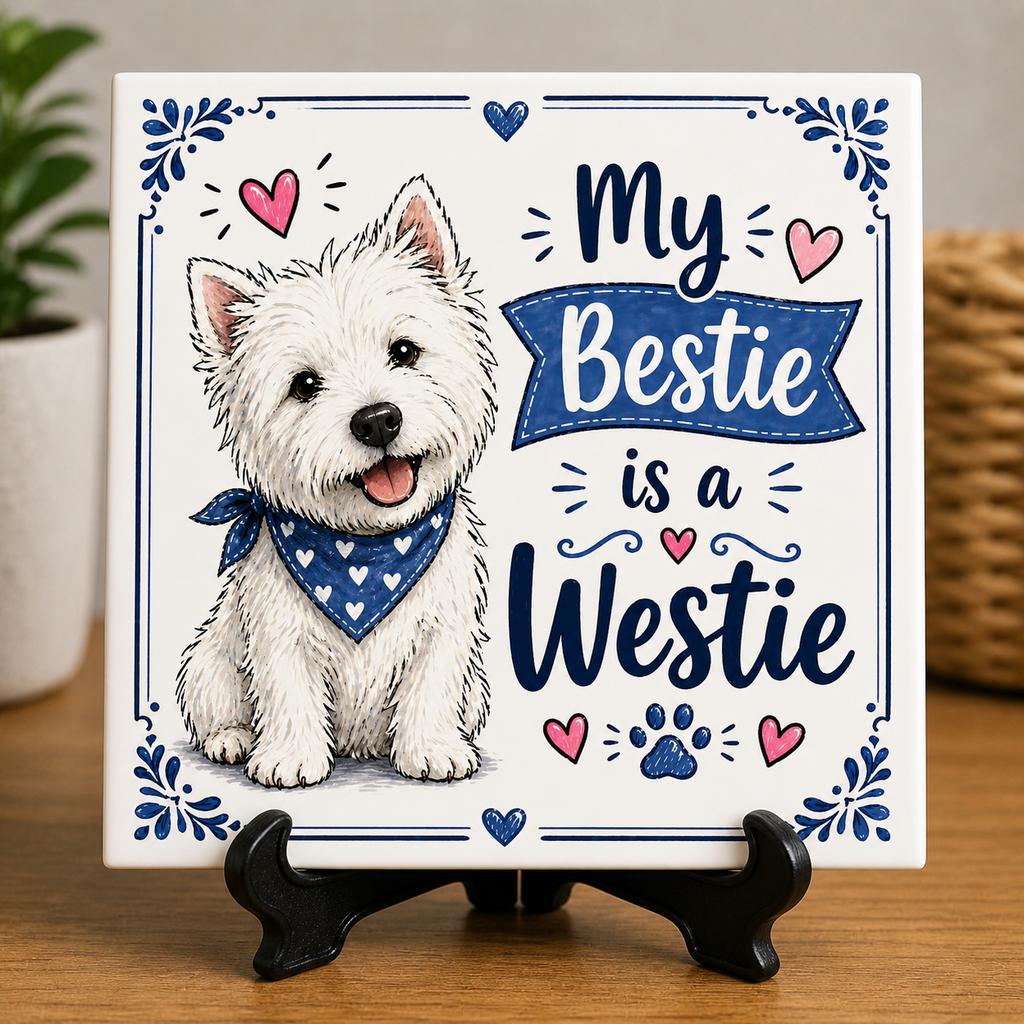 My Bestie is a Westie - West Highland White Terrier tegel, Verzenden, Nieuw