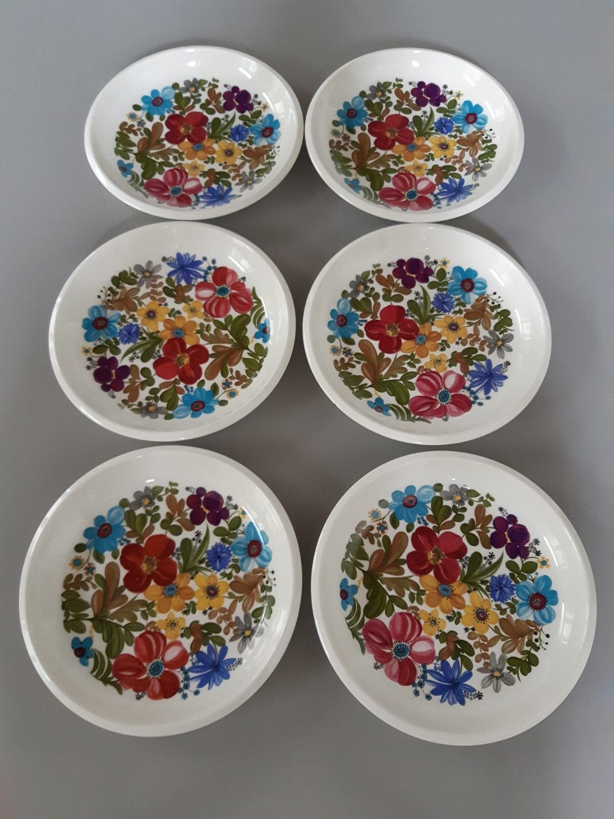 6 Vintage gebloemde Borden Napoli Boch Belgium, Huis en Inrichting, Keuken | Servies, Ophalen of Verzenden, Zo goed als nieuw
