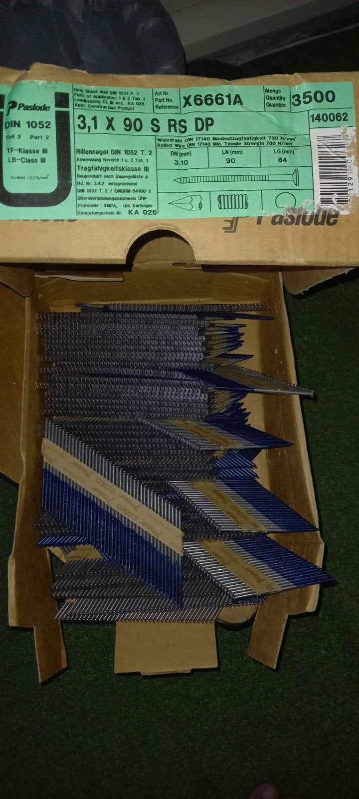 Paslode rillennagel 3.1x90mm.S RS DP. 2160stuks.. inclusief., 50 tot 100 mm, Nieuw, Ophalen of Verzenden, Spijkers
