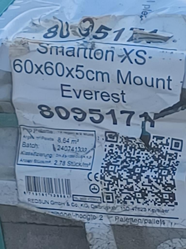 30 Smartton XS Mount Everest terrastegels 60x60x5cm, Nieuw, Ophalen of Verzenden, 10 m² of meer, Beton