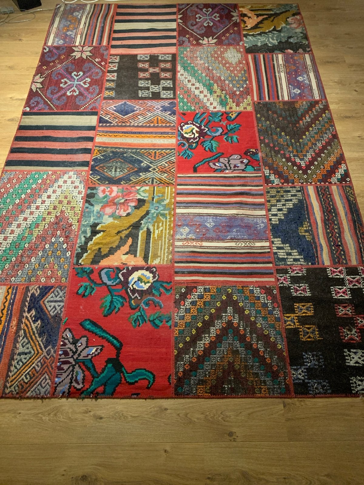 Kleurrijk Patchwork Kleed van Goossens (200x330 cm), Ophalen, Gebruikt, 200 cm of meer, Rechthoekig