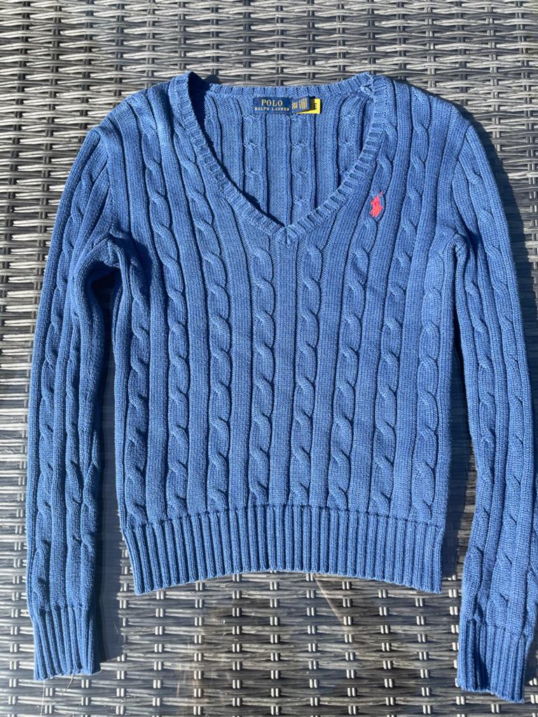 Polo Ralph Lauren katoenen trui met V-hals, Ophalen of Verzenden, Zo goed als nieuw, Maat 34 (XS) of kleiner, Blauw