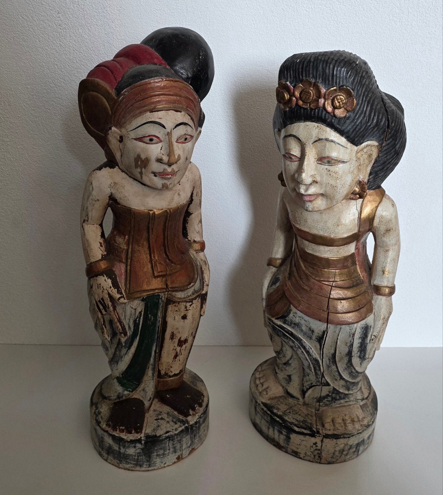 Mooi indonesisch handgesneden houtsnijwerk bruidspaar, Ophalen of Verzenden