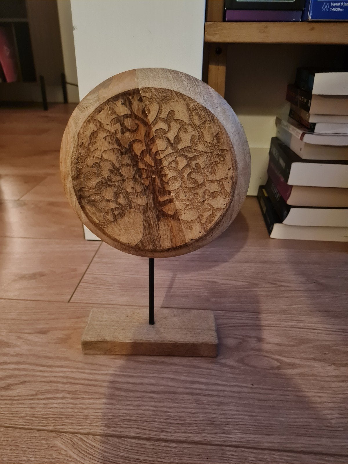 Houten levensboom decoratie - Woonkamer accessoire, Huis en Inrichting, Woonaccessoires | Overige, Zo goed als nieuw, Hout, Bruin