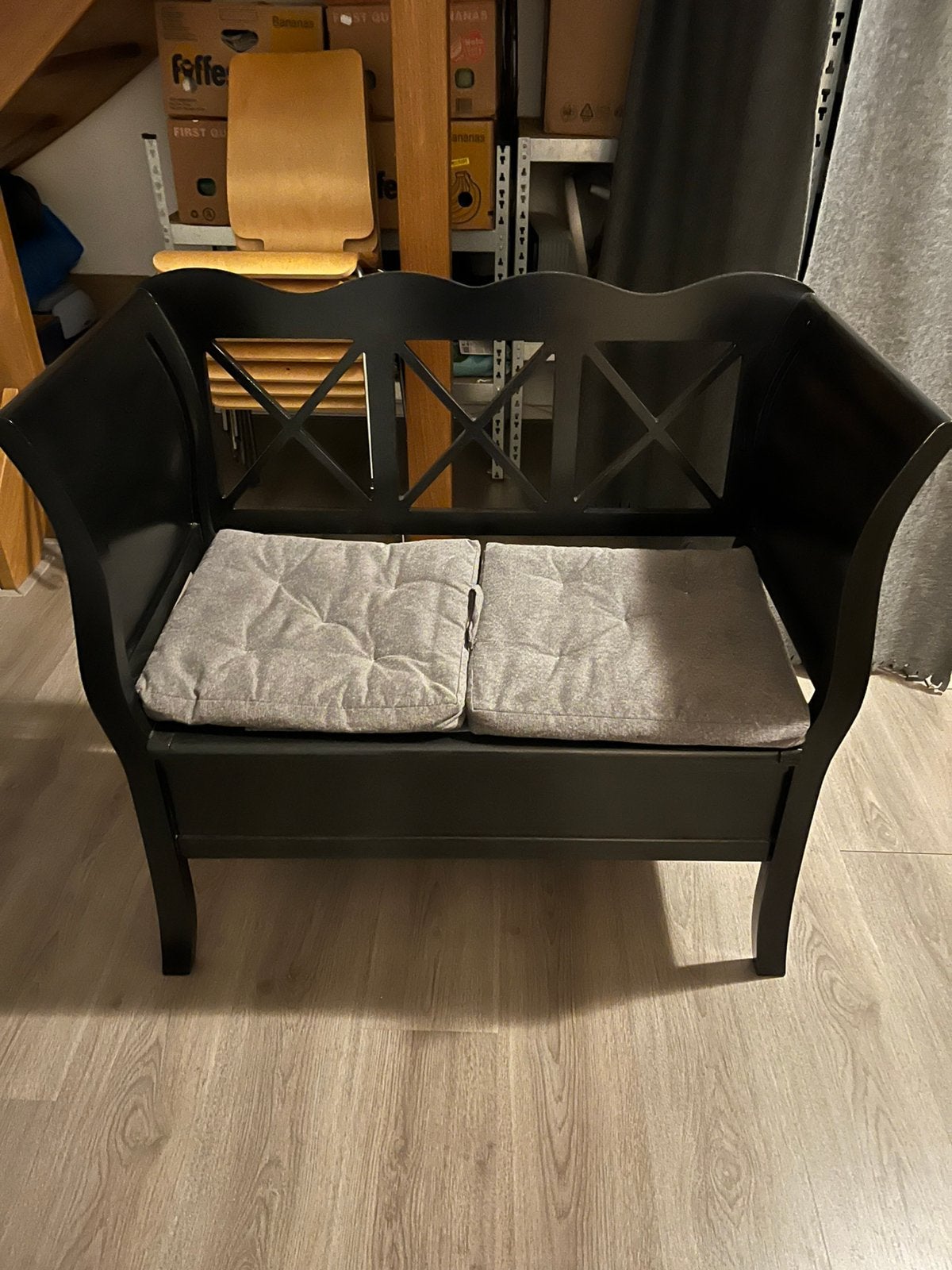 Mooi zwart barok bankje, Ophalen, Barok stijl, Tweepersoons, 75 tot 100 cm
