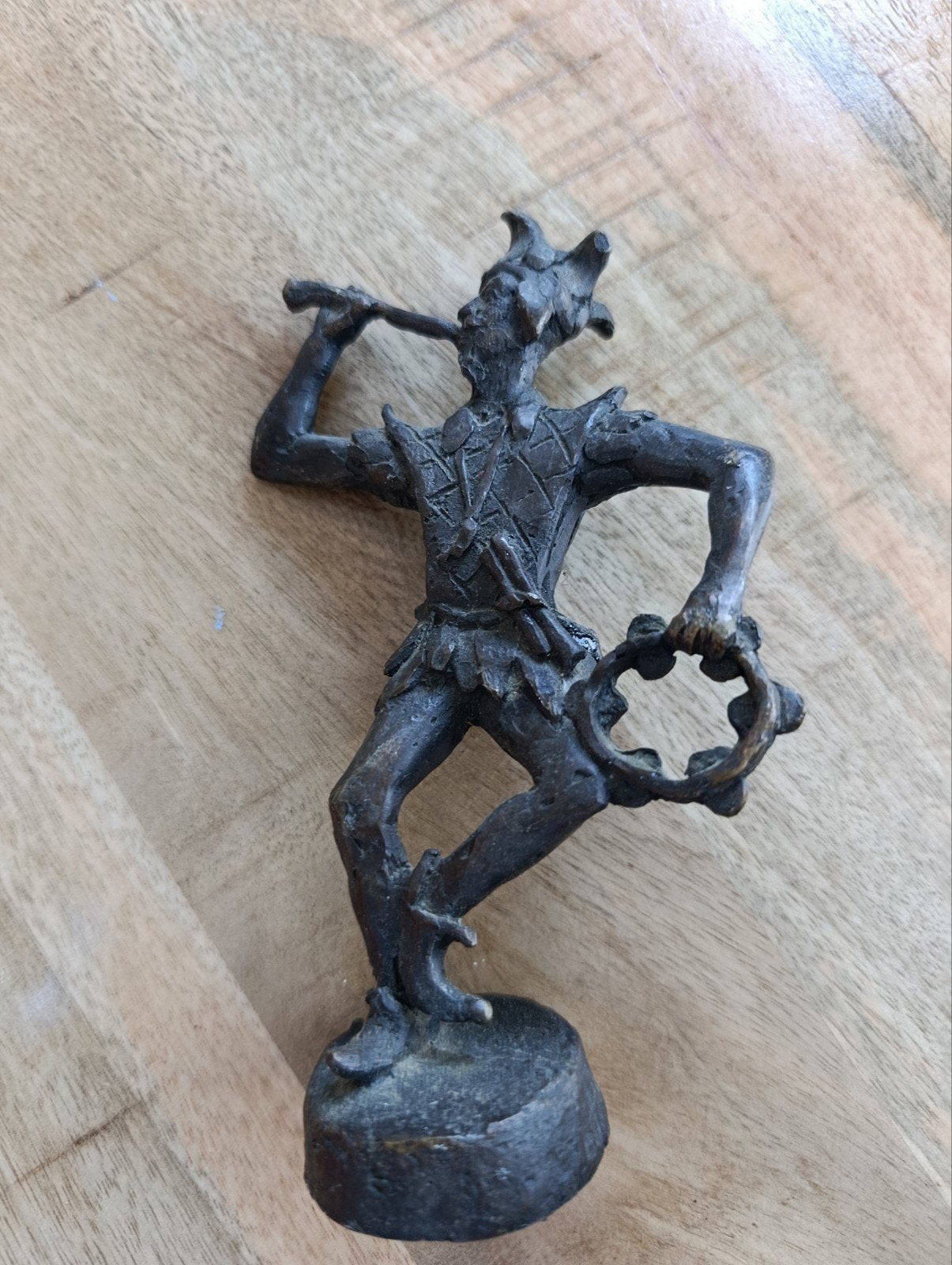 Bronzen Harlekijn beeldje - mogelijk Efteling, Ophalen of Verzenden, Gebruikt, Fantasy