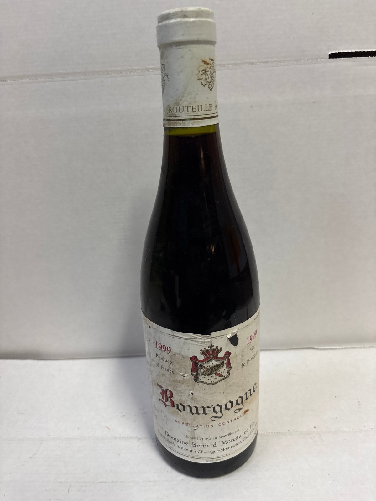 Domaine Bernard Moreau et Fils Bourgogne 1999, Gebruikt, Frankrijk, Ophalen of Verzenden, Rode wijn
