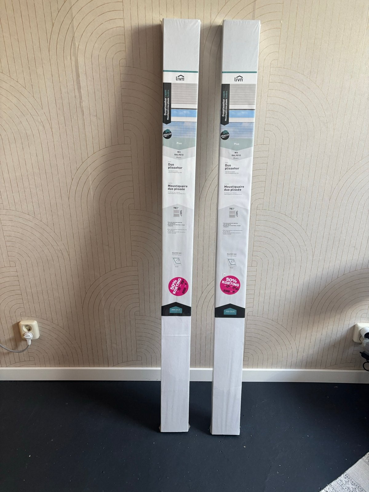 LIVN 2x Nieuwe Duo Plisséhorren Max 78x160cm, Gevelraam of Ruit, Minder dan 80 cm, 120 tot 160 cm, Nieuw