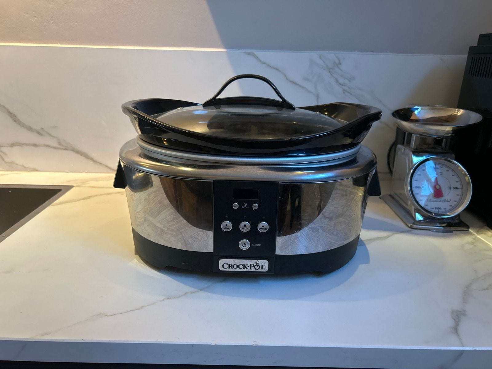 Crock-Pot Slowcooker - Zilver/Zwart - Zo goed als nieuw, Ophalen, Timer, Zo goed als nieuw
