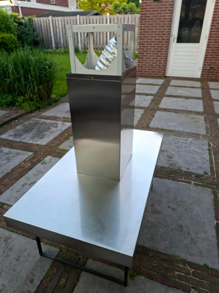 Solitaire Eilandschouwkap RVS -, Witgoed en Apparatuur, Afzuigkappen, Ophalen, Gebruikt, 400 tot 600 m³ per uur, Eilandschouwkap