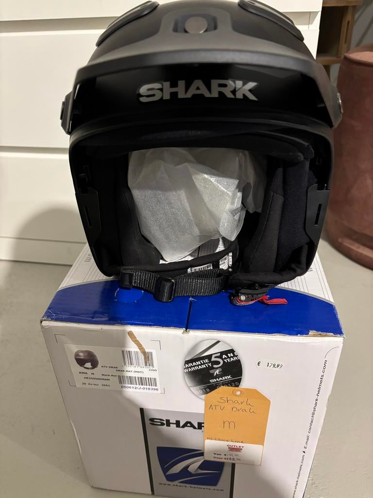 Shark ATV-Drak helm maat M - Mat Zwart, Motoren, Ophalen, M, Jethelm, Shark