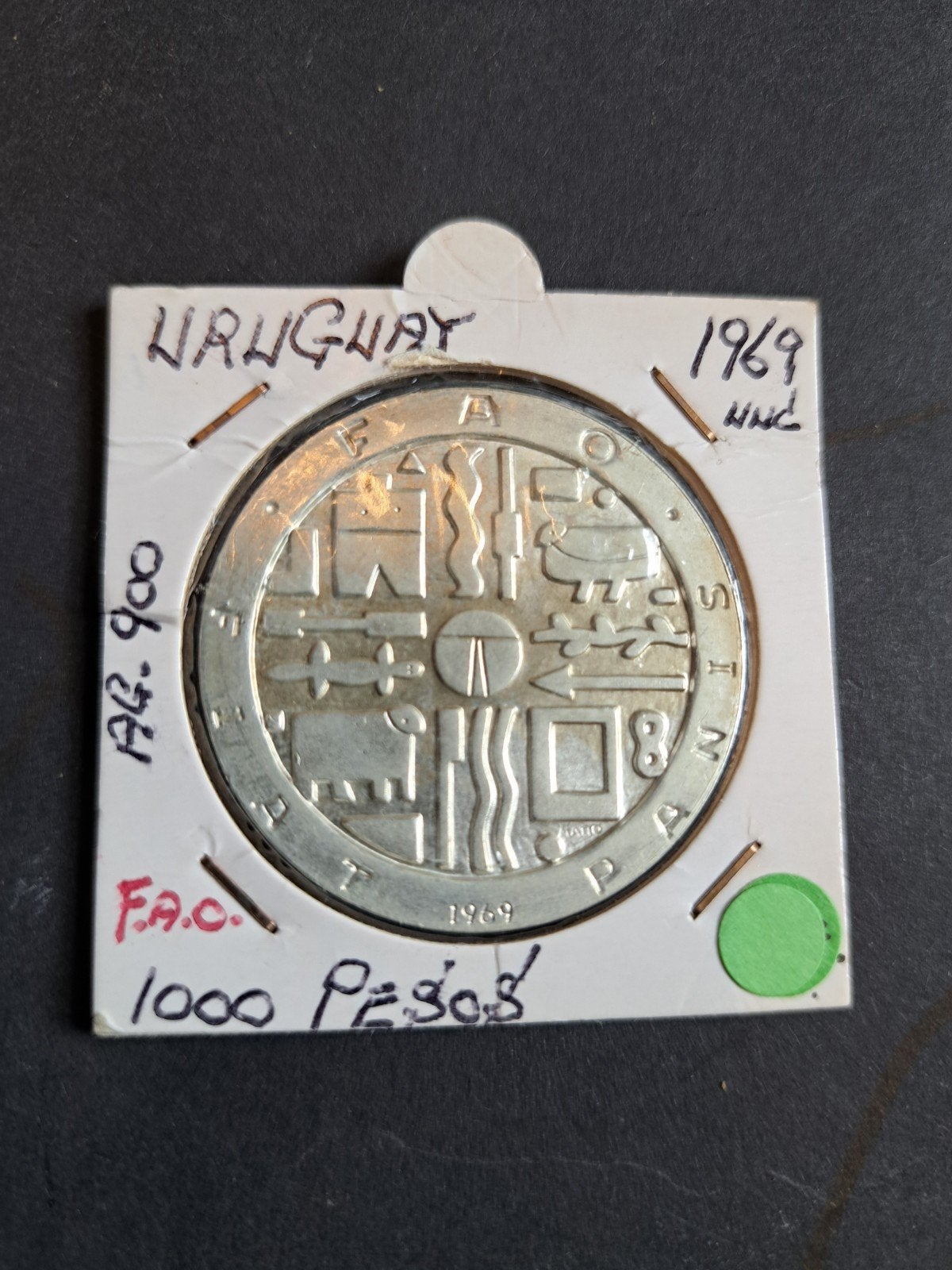 Uruguay 1000 pesos 1969, Postzegels en Munten, Ophalen of Verzenden, Zuid-Amerika, Losse munt, Zilver