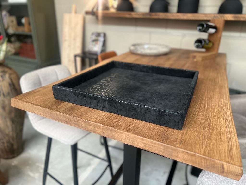 Dienblad echt leer 50x50 zwart, Ophalen of Verzenden, Nieuw, Vierkant, Hout