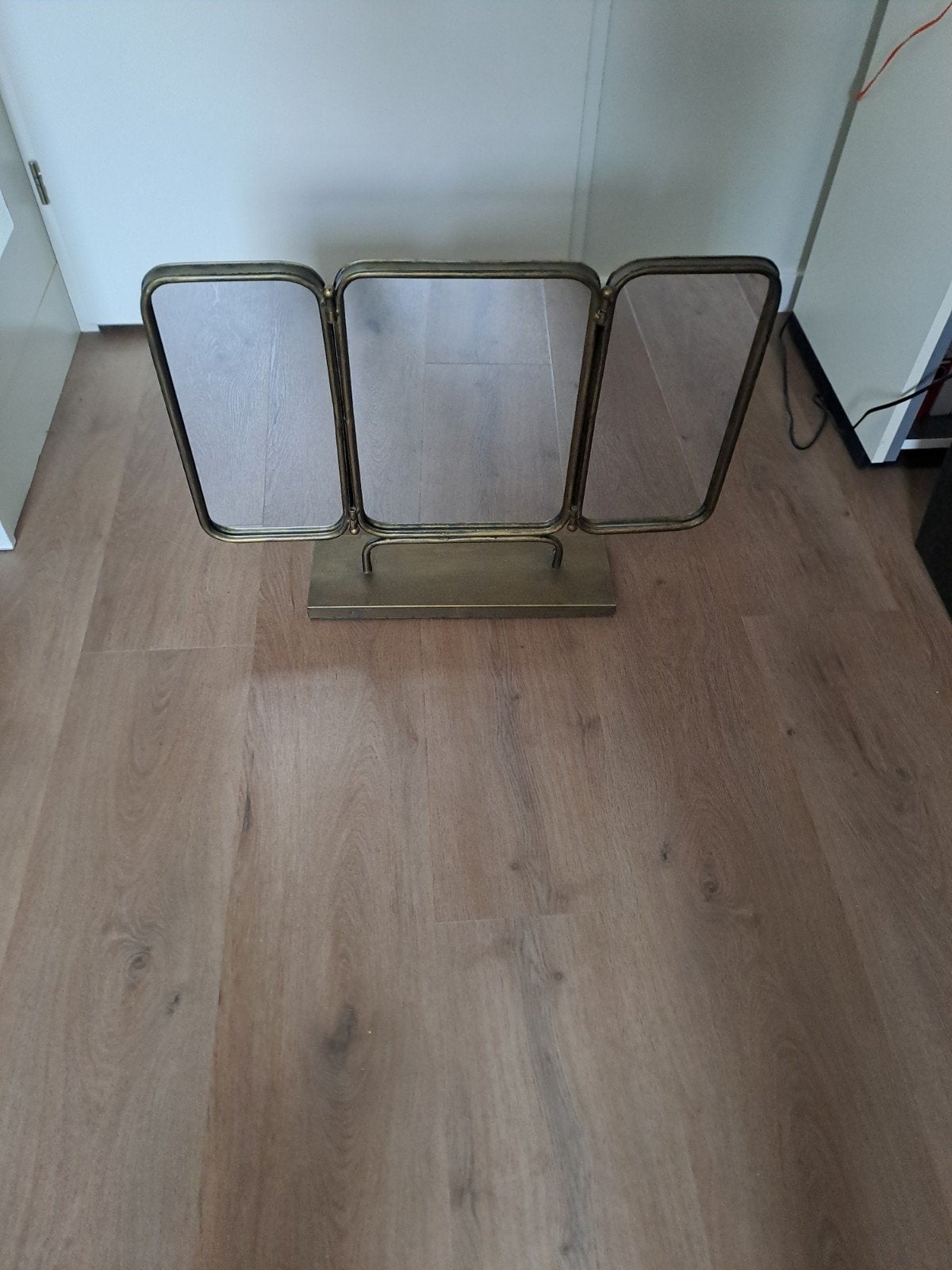 kaptafel spiegel brons kleurig, Ophalen, Gebruikt, Minder dan 100 cm, Rechthoekig