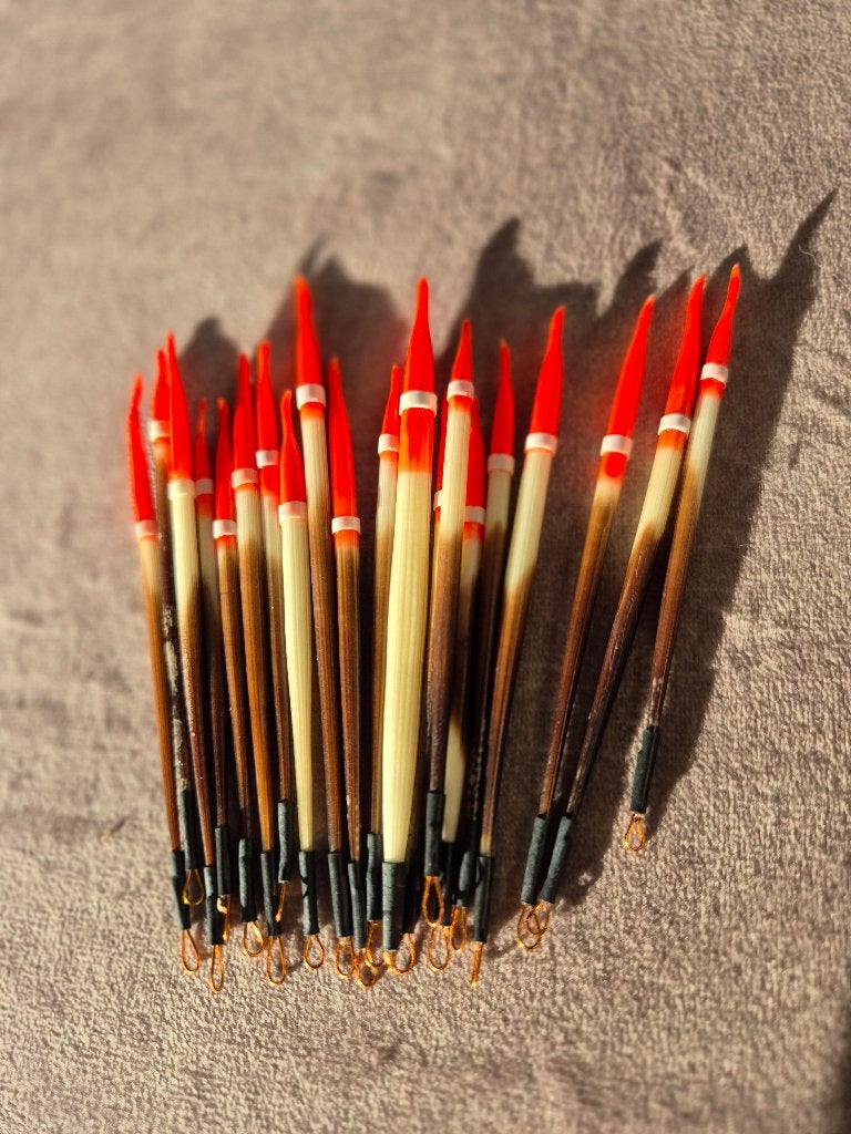 20x vintage stekelvarken pennen oud hengelsport, Ophalen of Verzenden, Nieuw, Dobber of Lood