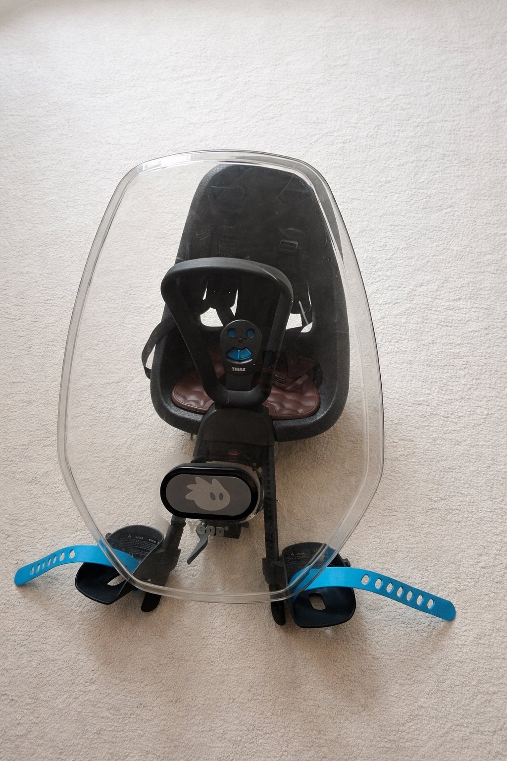 Thule Yepp Nexxt Mini Fietszitje met Windscherm, Ophalen, Voetsteuntjes, Voorzitje, Zo goed als nieuw