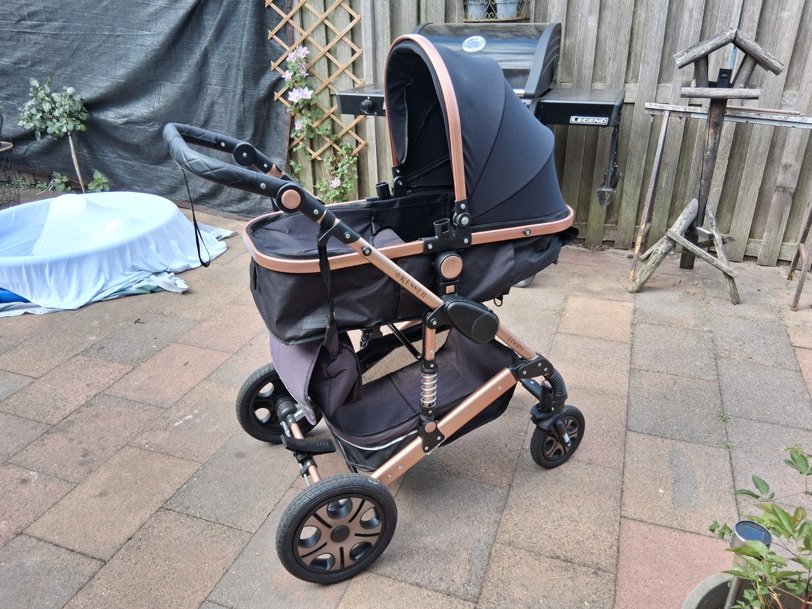 Kinderwagen zwart/roségoud, zo goed als nieuw, Zo goed als nieuw, Combiwagen, Met reiswieg, Ophalen