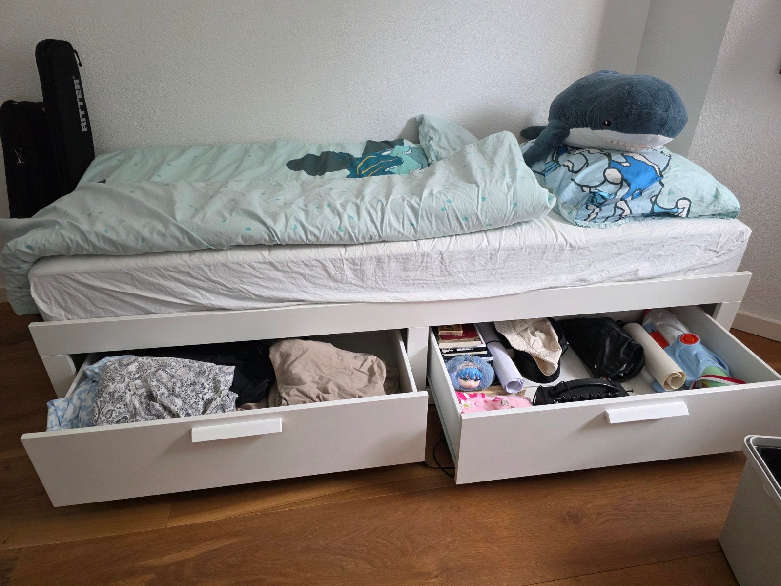 IKEA Brimnes voor 2 personen met laden, Ophalen, Wit, Tweepersoons, Zo goed als nieuw