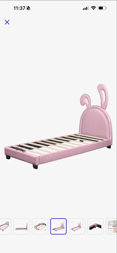 Roze kinderbed met konijnenoren, Ophalen, Gebruikt, 70 tot 85 cm, Lattenbodem